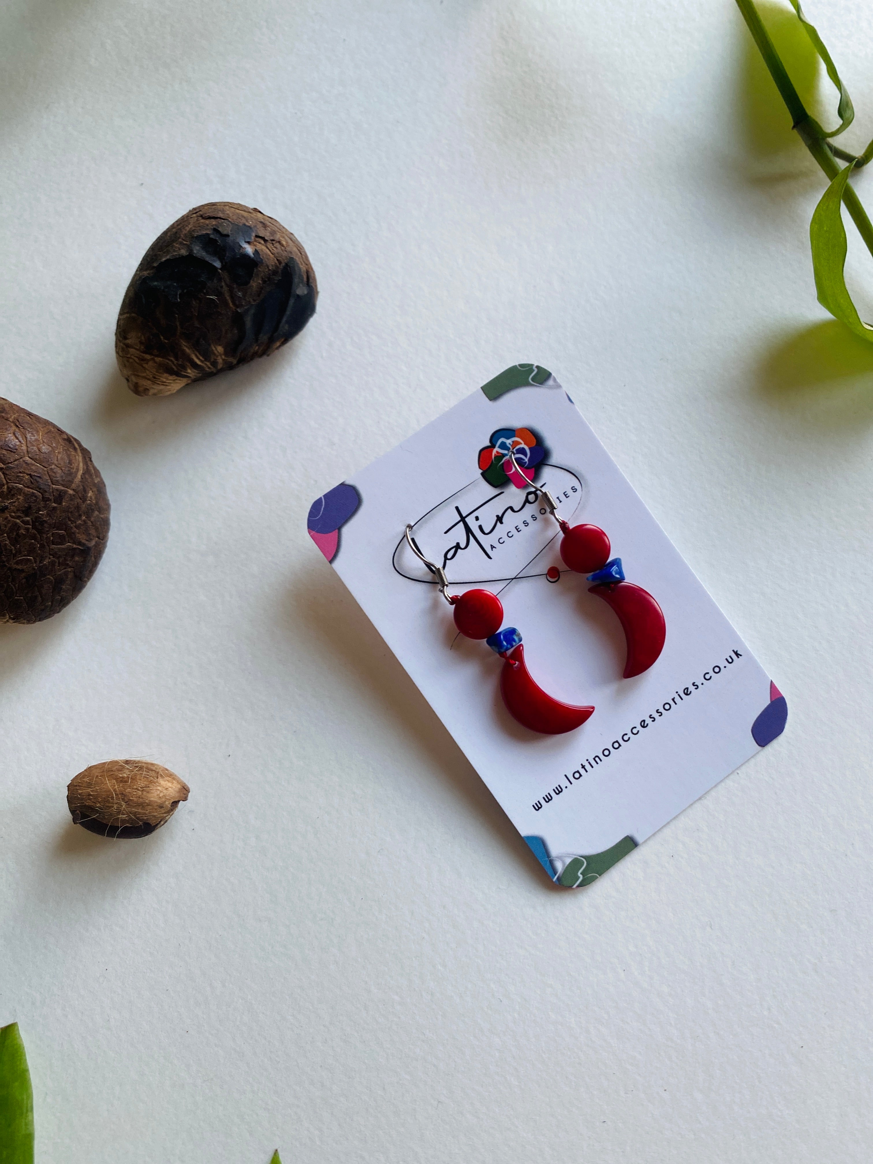 Red moon tagua earrings